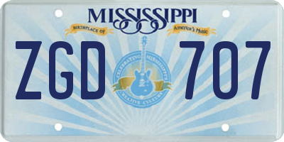 MS license plate ZGD707