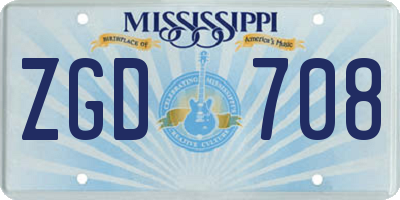 MS license plate ZGD708