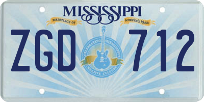 MS license plate ZGD712
