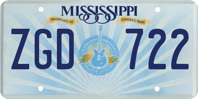 MS license plate ZGD722