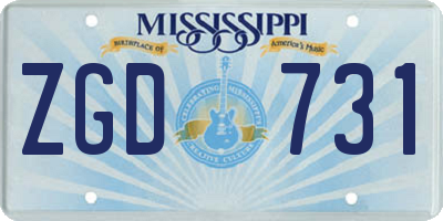 MS license plate ZGD731