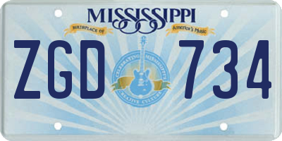 MS license plate ZGD734