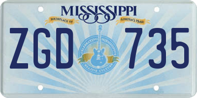 MS license plate ZGD735