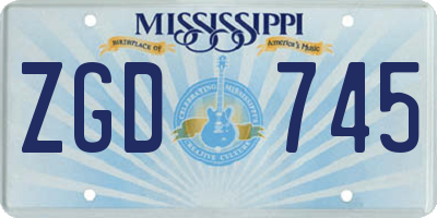 MS license plate ZGD745