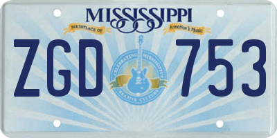 MS license plate ZGD753
