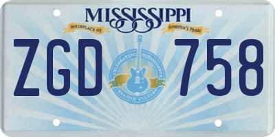 MS license plate ZGD758