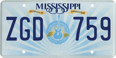 MS license plate ZGD759