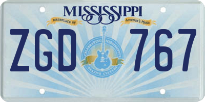 MS license plate ZGD767