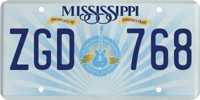 MS license plate ZGD768