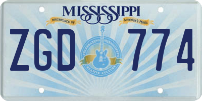 MS license plate ZGD774
