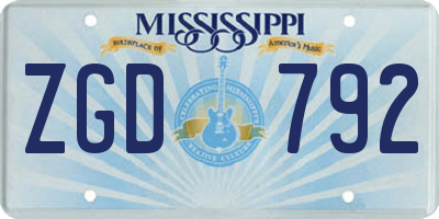 MS license plate ZGD792
