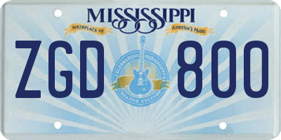 MS license plate ZGD800