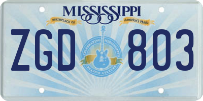 MS license plate ZGD803