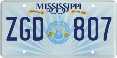MS license plate ZGD807
