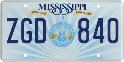 MS license plate ZGD840
