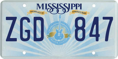 MS license plate ZGD847