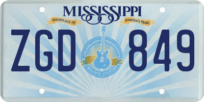 MS license plate ZGD849