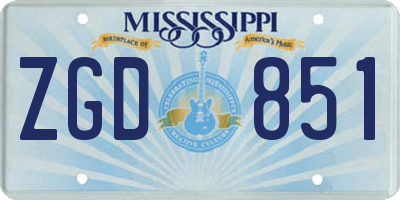 MS license plate ZGD851