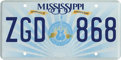MS license plate ZGD868