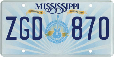 MS license plate ZGD870