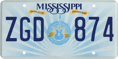 MS license plate ZGD874