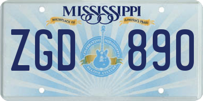 MS license plate ZGD890