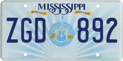 MS license plate ZGD892