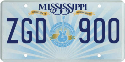 MS license plate ZGD900