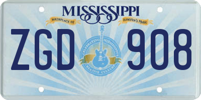 MS license plate ZGD908