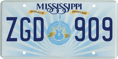 MS license plate ZGD909