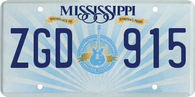 MS license plate ZGD915