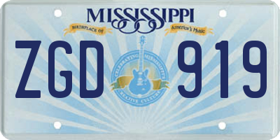 MS license plate ZGD919