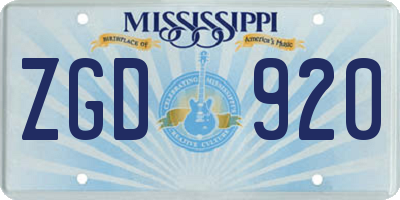 MS license plate ZGD920
