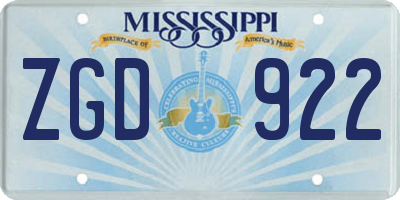 MS license plate ZGD922
