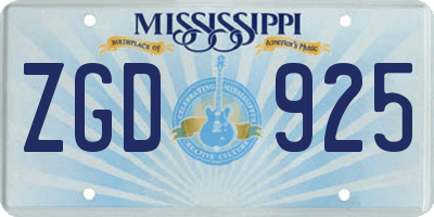 MS license plate ZGD925