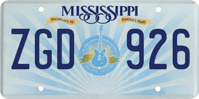 MS license plate ZGD926