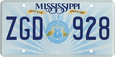 MS license plate ZGD928