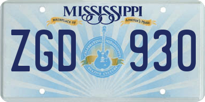 MS license plate ZGD930