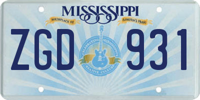 MS license plate ZGD931