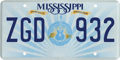 MS license plate ZGD932
