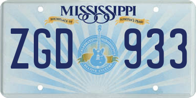 MS license plate ZGD933