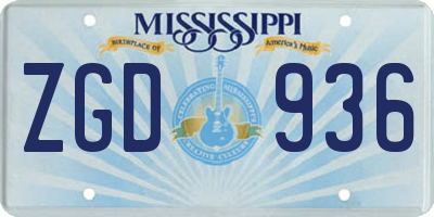 MS license plate ZGD936