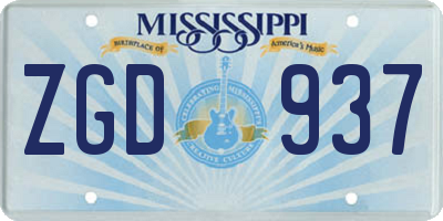 MS license plate ZGD937