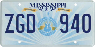 MS license plate ZGD940