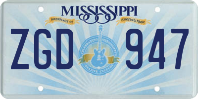 MS license plate ZGD947