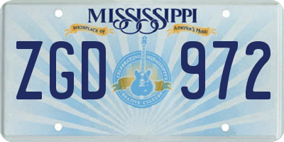 MS license plate ZGD972