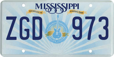 MS license plate ZGD973