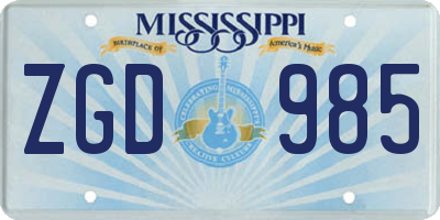 MS license plate ZGD985