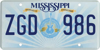 MS license plate ZGD986