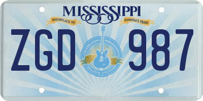 MS license plate ZGD987